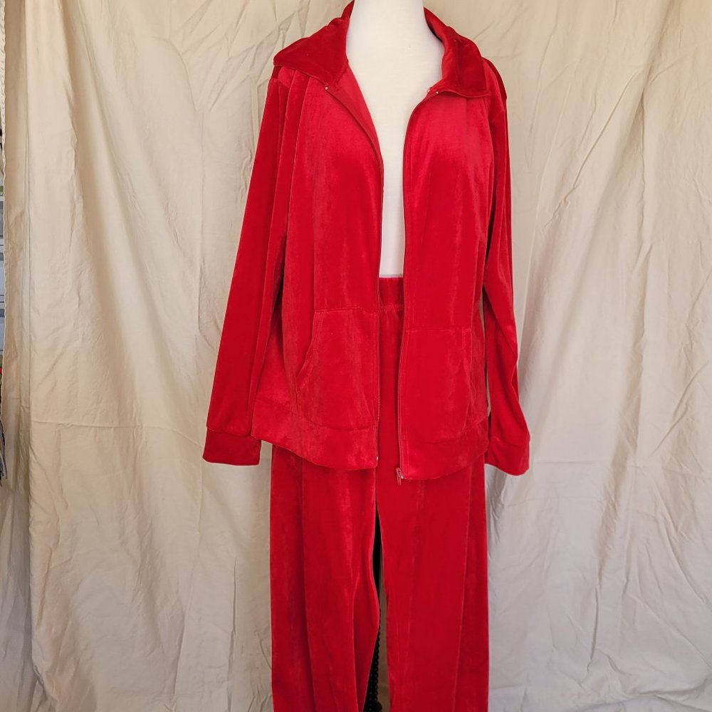 Red Velour Track Suit